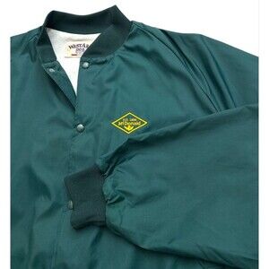 VTG Westark Satin Bomber Jacket Men's 2XL Green Full Snap McDonald Employee